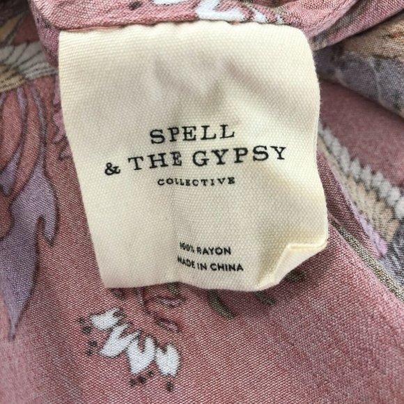 Spell & The Gypsy Rosa Pink Floral Mini Dress Size XS Half Sleeve Lightweight - Picture 10 of 10